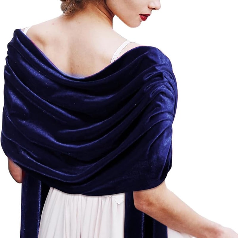 Royal Blue Velvet Shawl Comfortable Sophisticated Unisex Scarf for Dating Night - Image 1